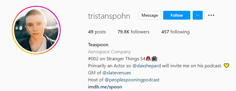 Tristan Spohn Instagram